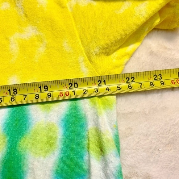 Tie Dye T-Shirt Large Gildan Yellow Green White Short-Sleeved 100% Cotton Tee - Picture 11 of 12